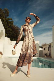 Bliss Gathered Button Paisley Dress