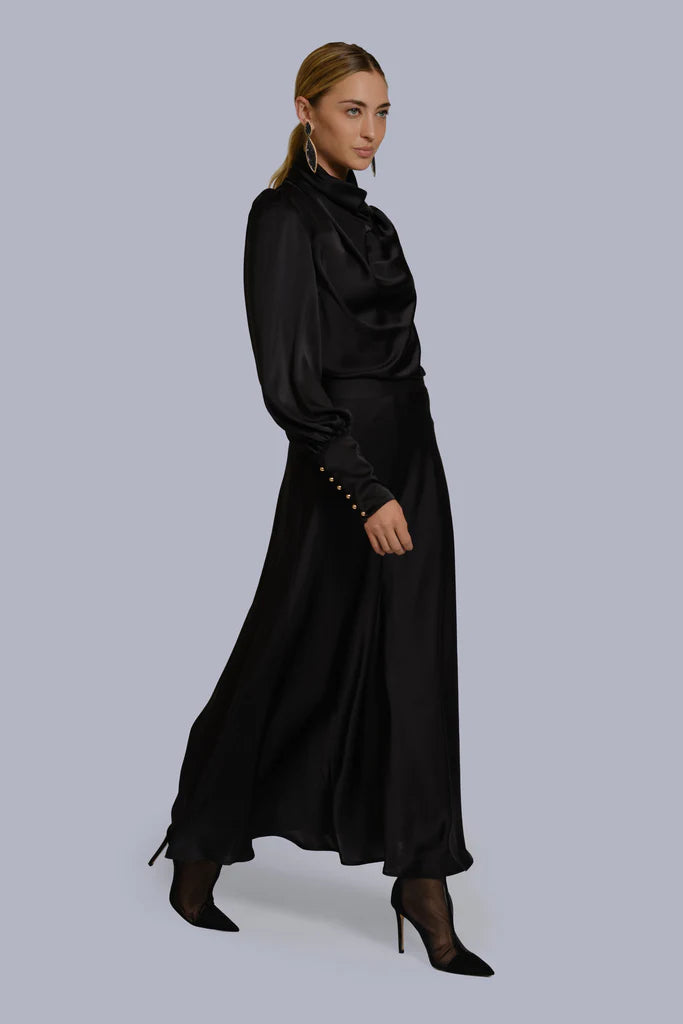 Silk A-Line Skirt Black