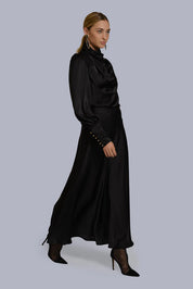 Silk A-Line Skirt Black