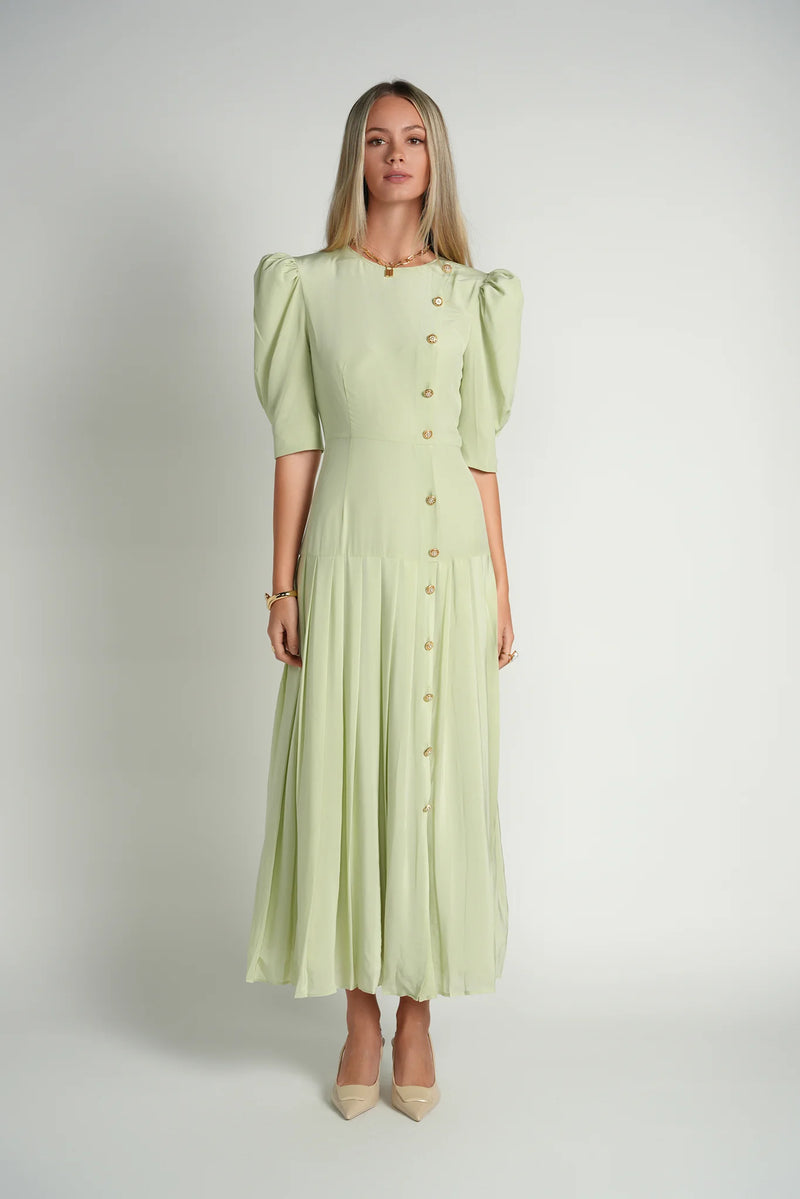 Silk A-Line Pleated Dress