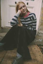 Velvet Skirt with Dropped Yoke