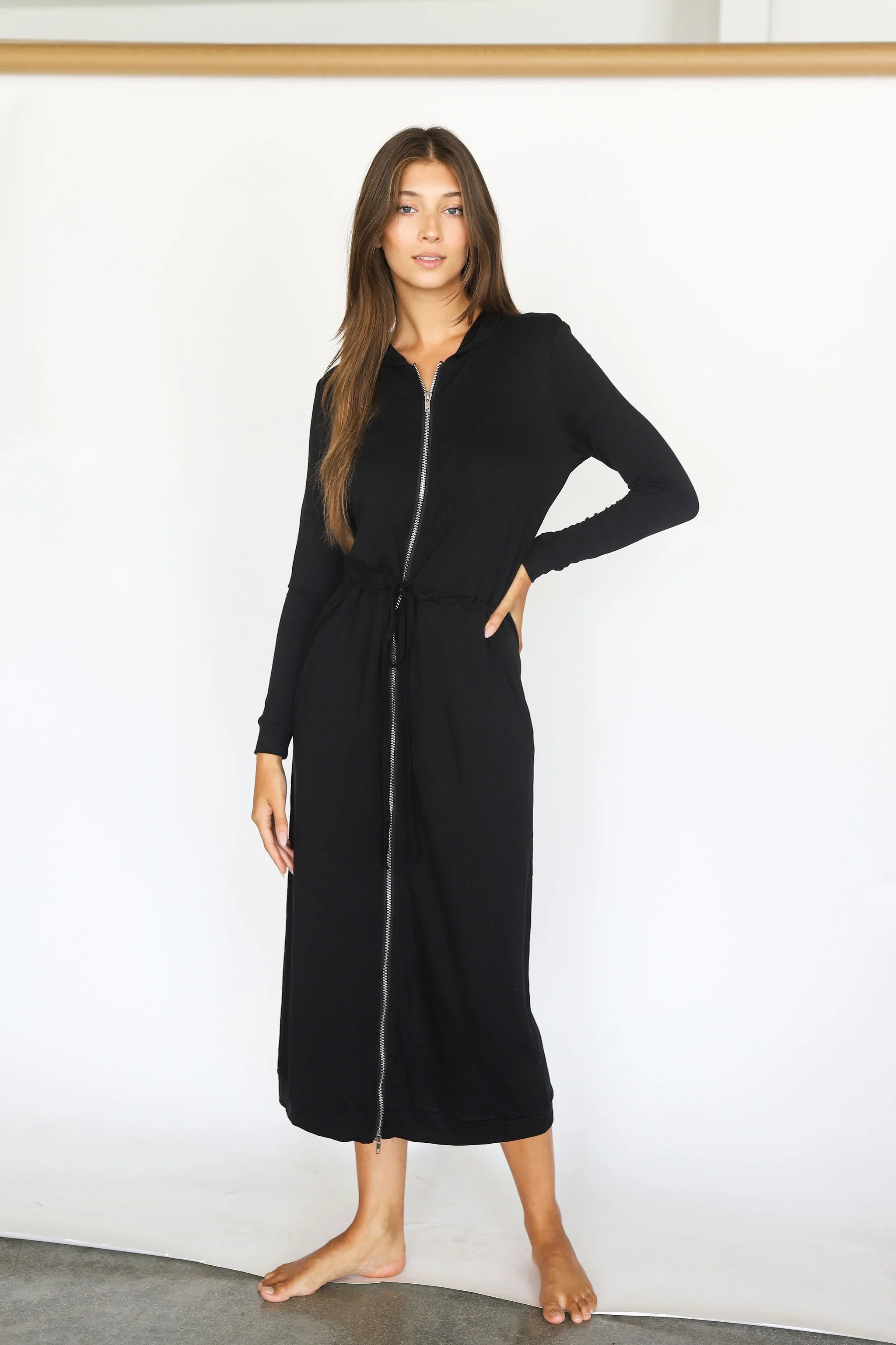 Hoodie Maxi Dress Black