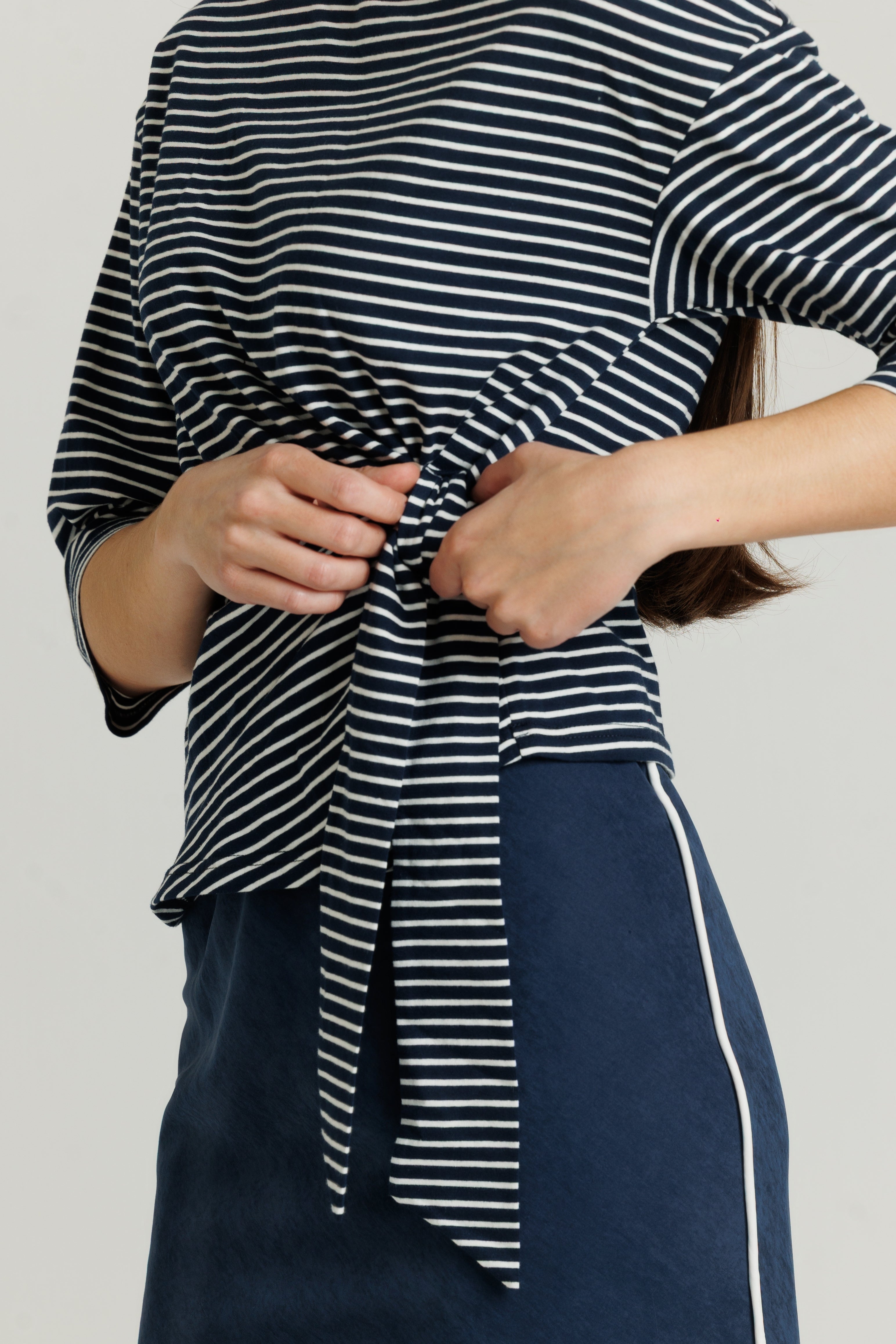 Striped Knot Tee Navy