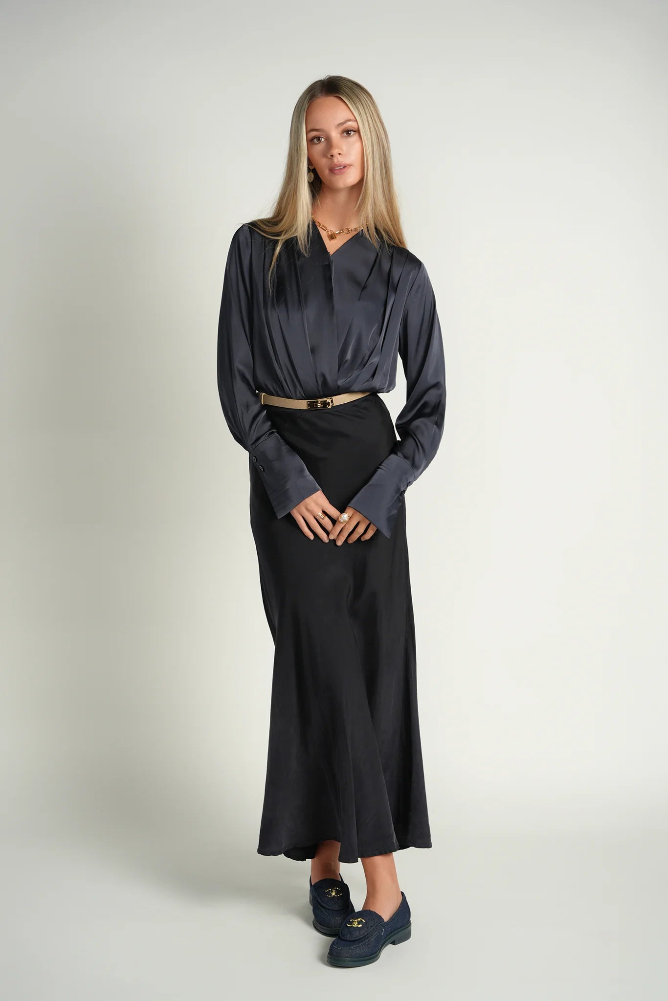 Drape Bodysuit - Navy