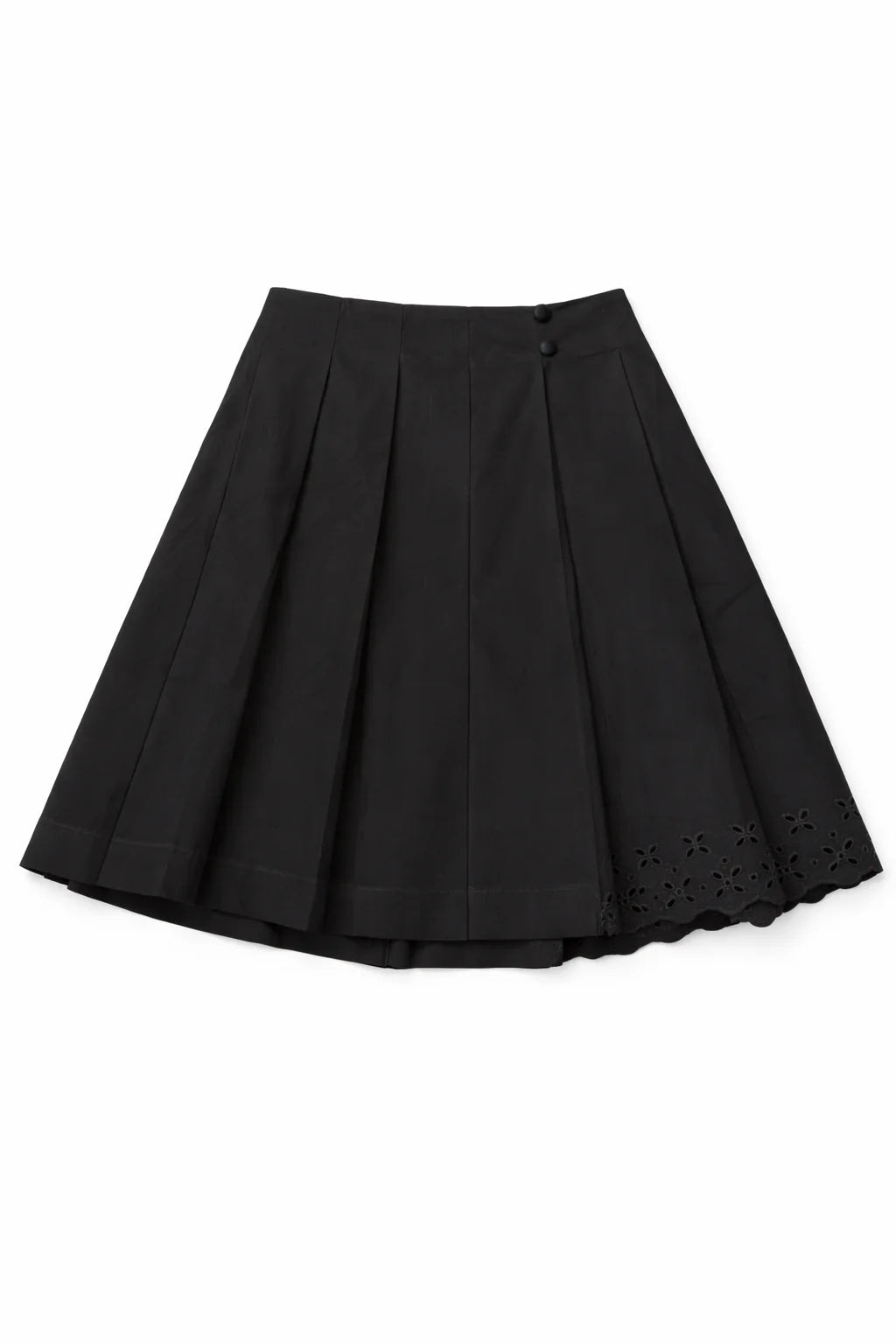 Eyelet Cotton Pleated Skirt