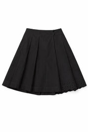 Eyelet Cotton Pleated Skirt