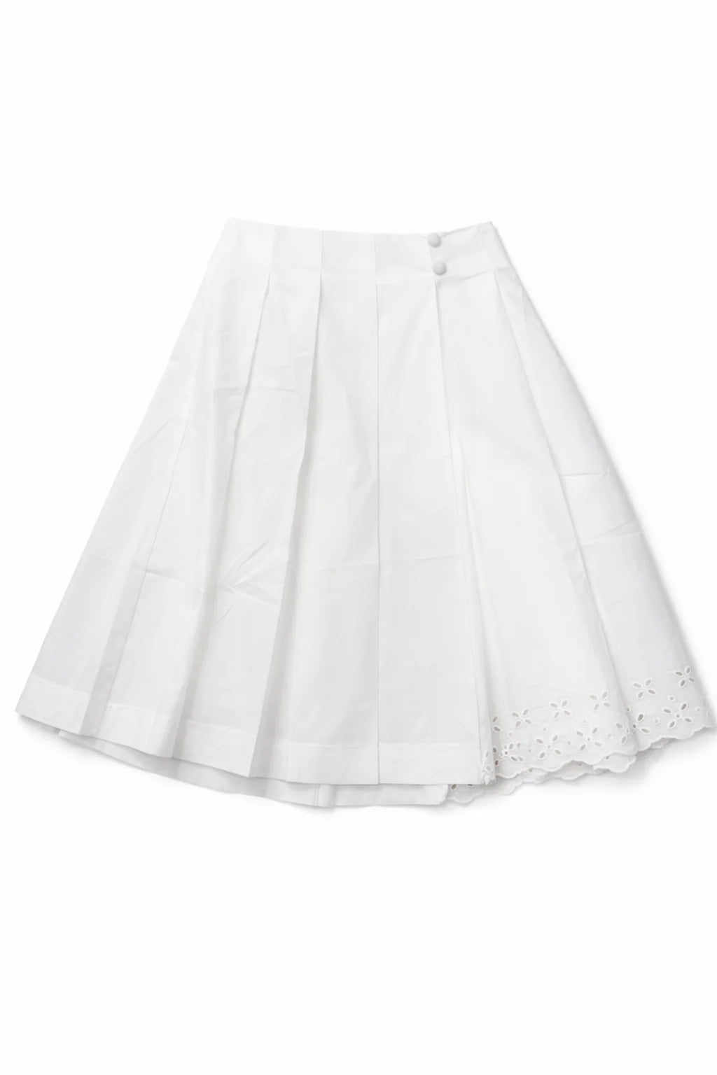 Eyelet Cotton Pleated Skirt