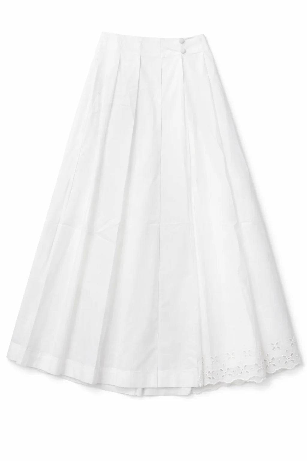 Eyelet Cotton Pleated Skirt