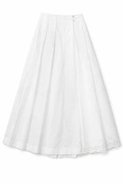 Eyelet Cotton Pleated Skirt