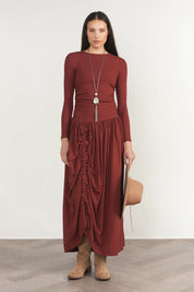 Savoy Dress in Brick