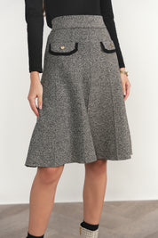 Trent Skirt in Black Tweed