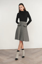 Trent Skirt in Black Tweed