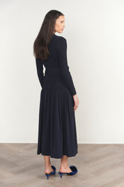 Drina Dress in Deep Indigo Navy