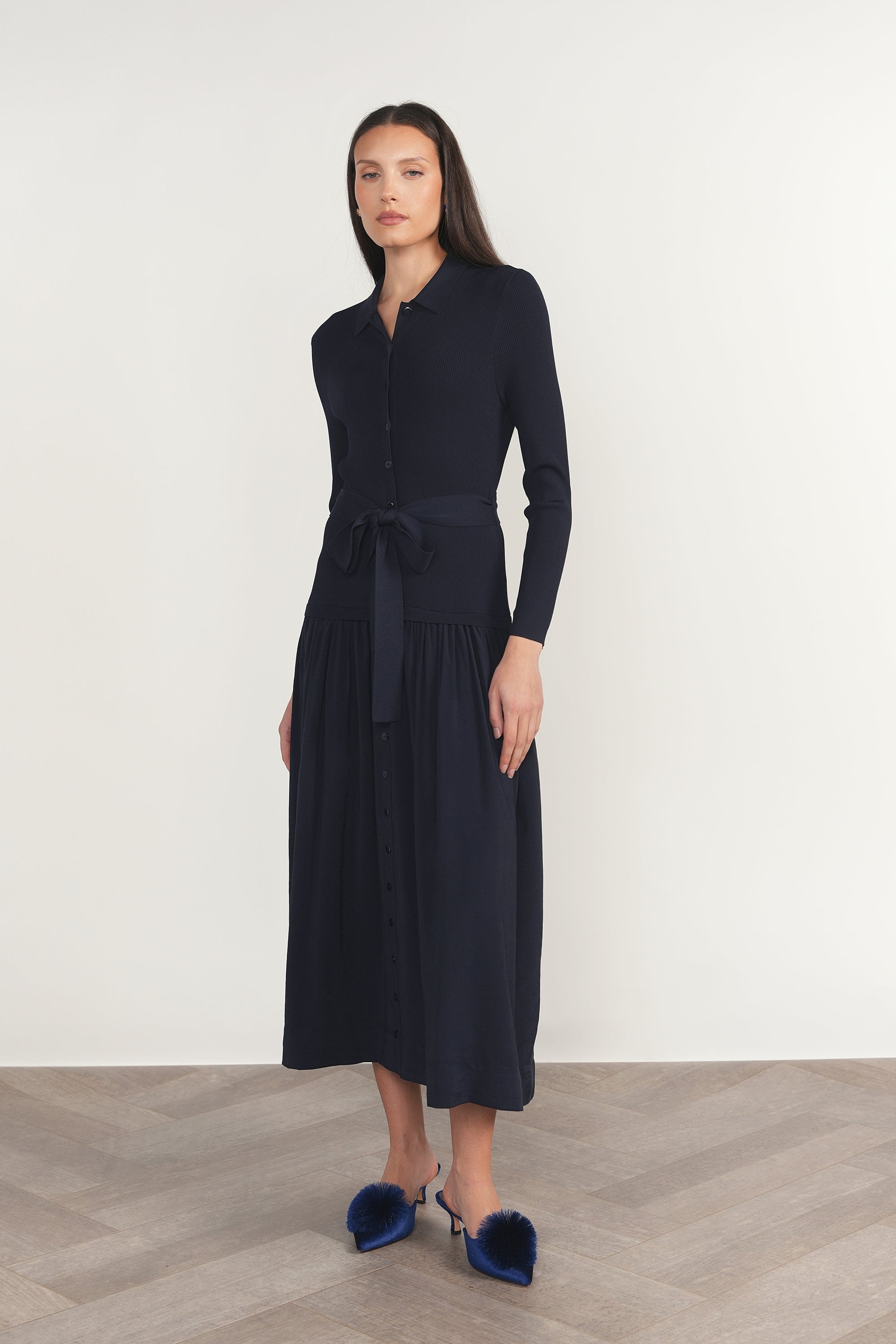 Drina Dress in Deep Indigo Navy