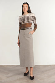 Seine Skirt in Greige Marl