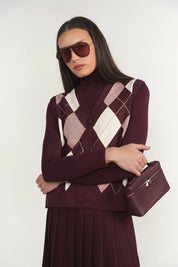 Rhine Cardigan Vest in Antique Berry / Dusty Rose