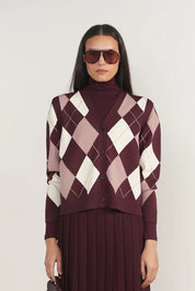 Rhine Cardigan Vest in Antique Berry / Dusty Rose