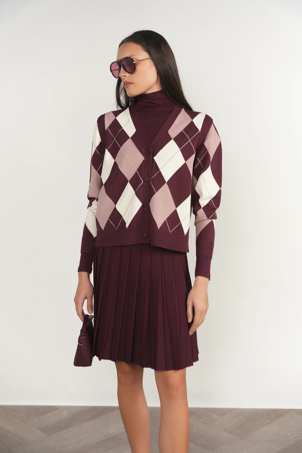 Rhine Cardigan Vest in Antique Berry / Dusty Rose