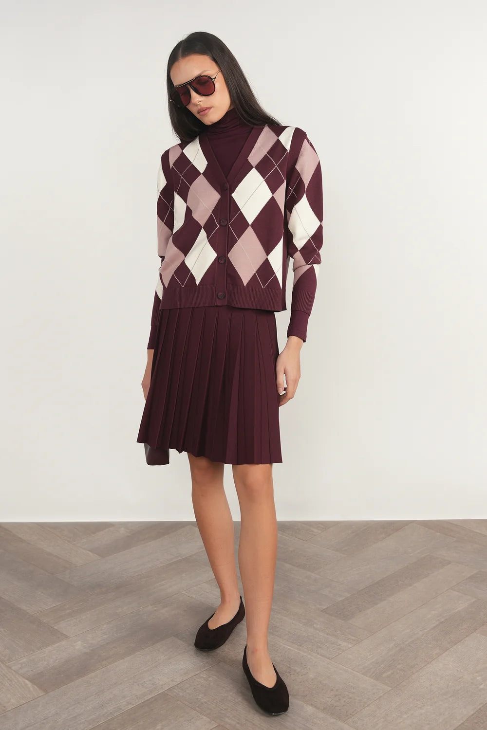 Rhine Cardigan Vest in Antique Berry / Dusty Rose