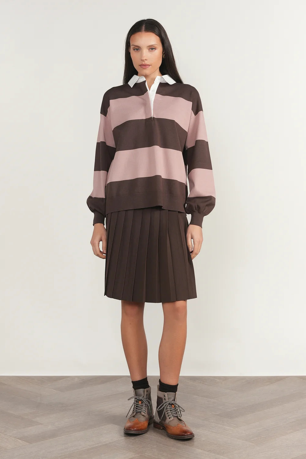 Ness Sweater in Fudge / Dusty Rose