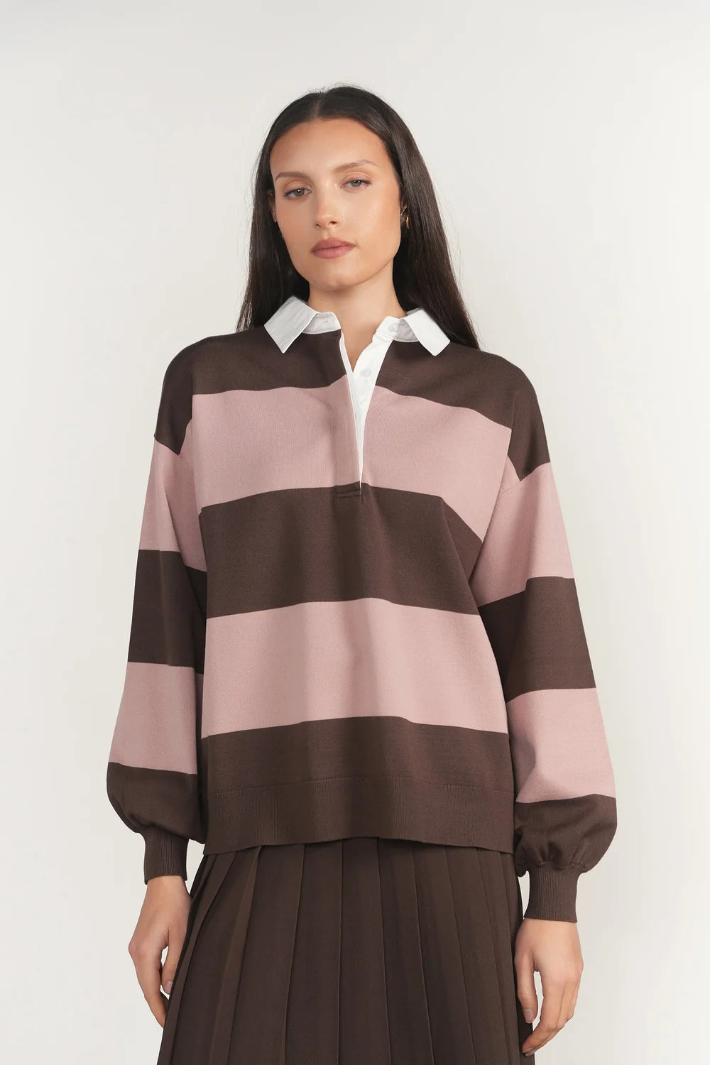 Ness Sweater in Fudge / Dusty Rose