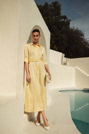 Bliss Pintuck Midi Dress Butter Yellow