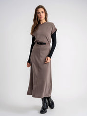 Teen Midi Length Skirt With Buckle At Front Waist