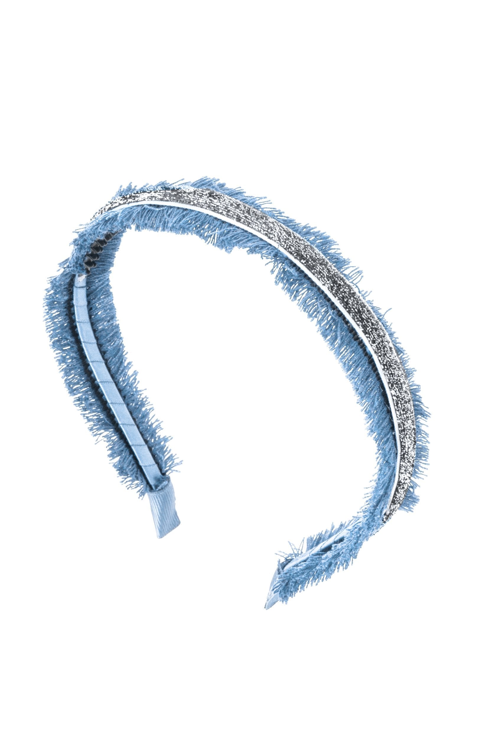 Flat Fringe Headband - Blue/Silver