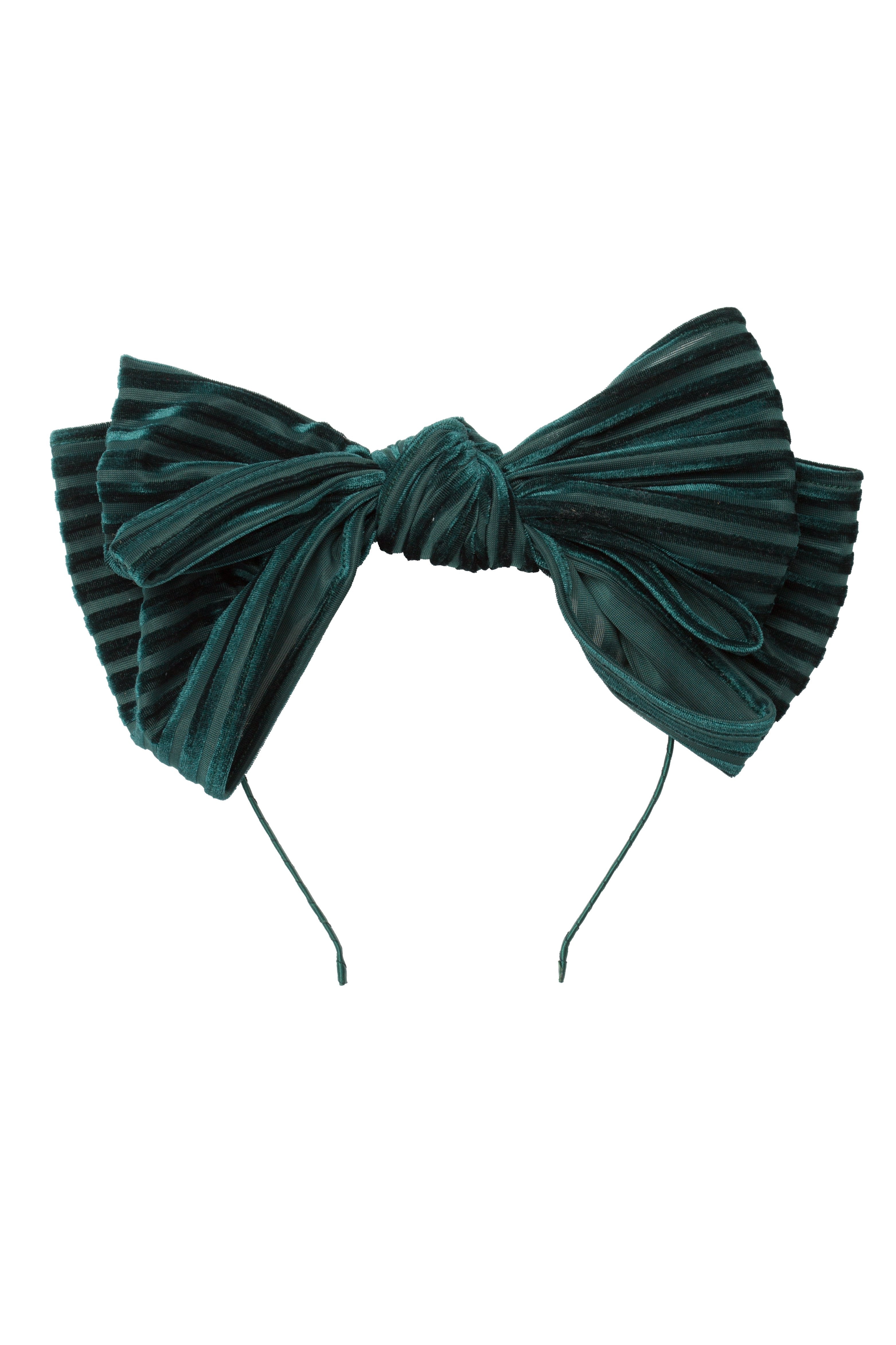 Floppy Velvet Stripe Headband - Hunter Green