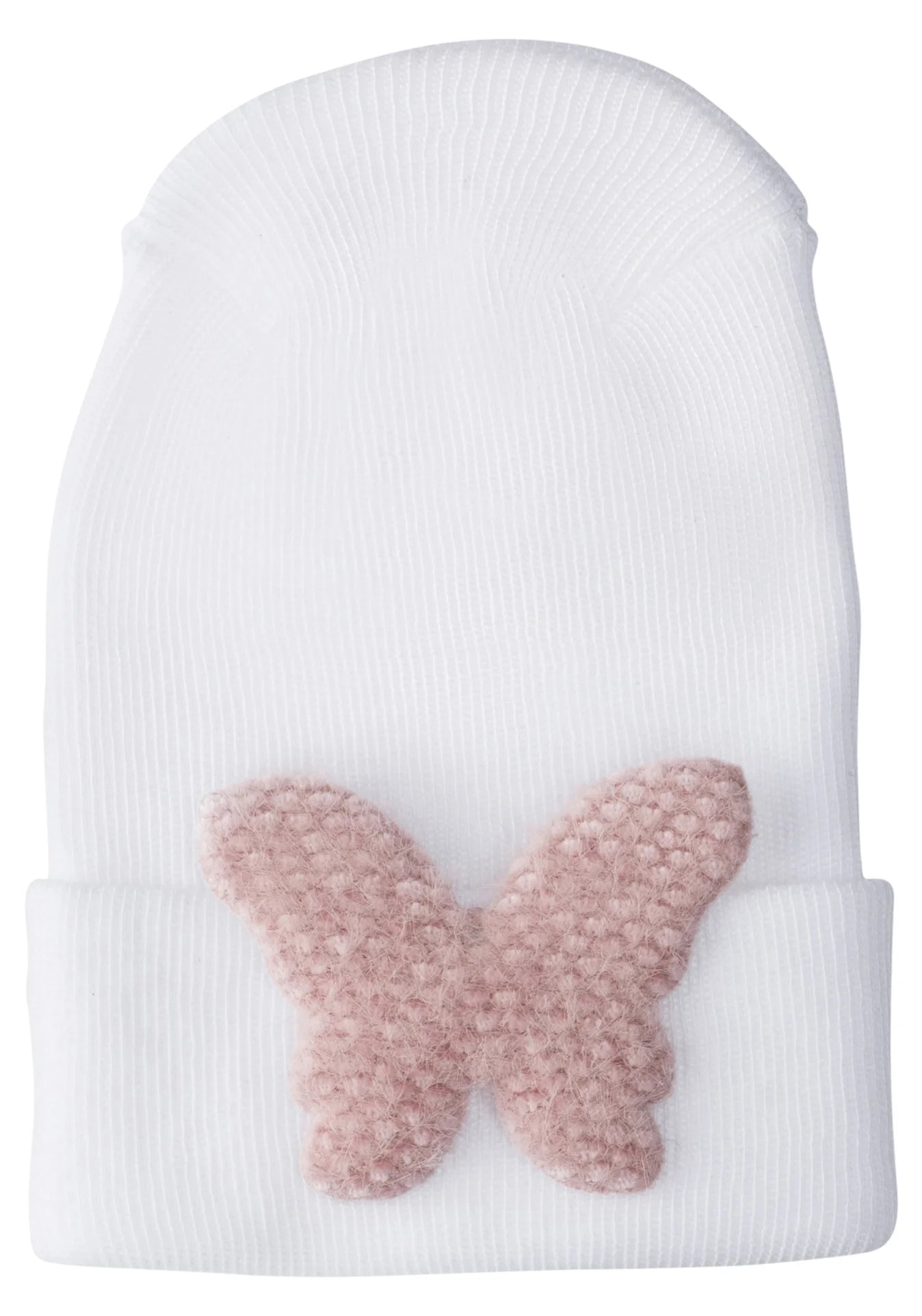 Girls Hospital Hat Fuzzy Mauve Butterfly