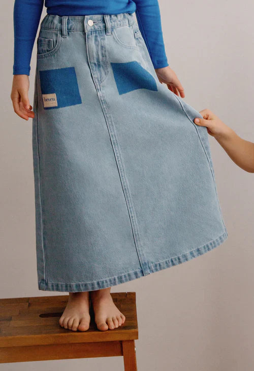 Pocket Print Denim Maxi