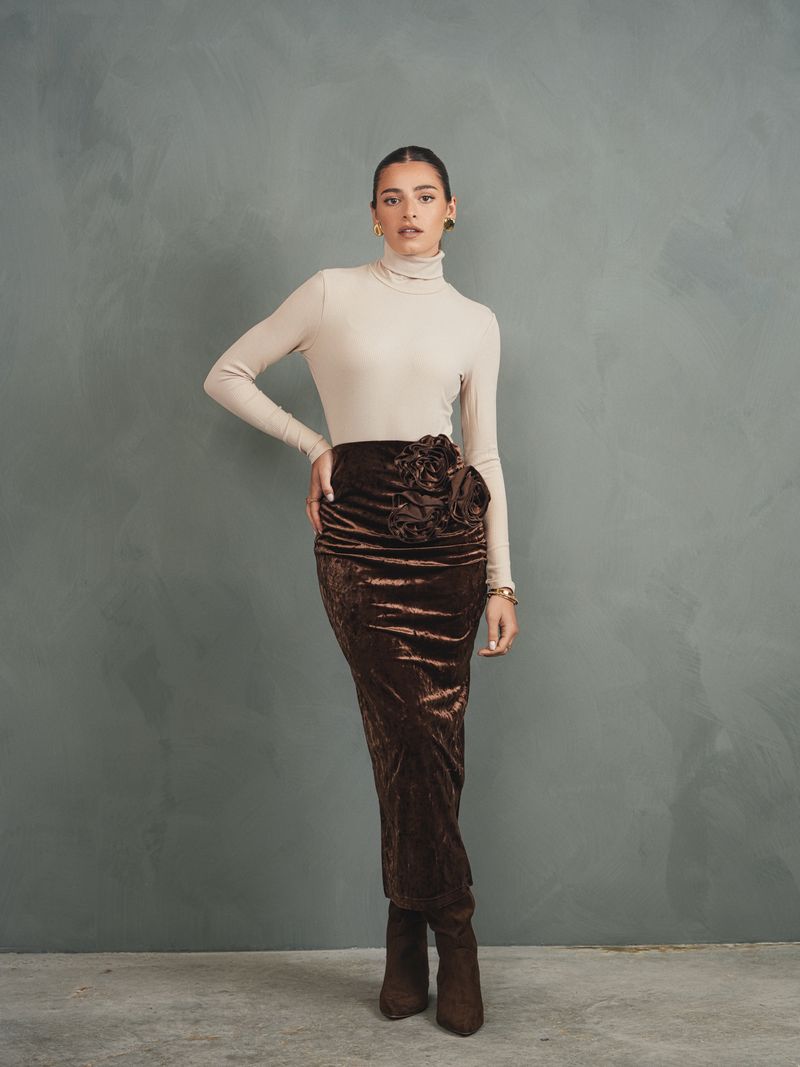 Rossette Velour Skirt