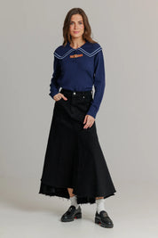 Everyday stretch denim skirt black