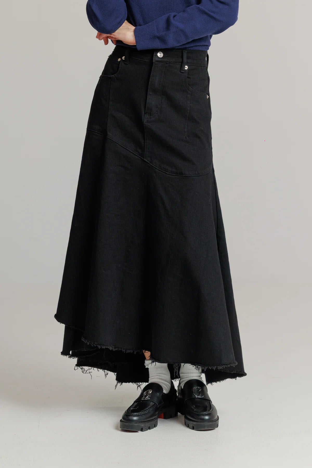 Everyday stretch denim skirt black