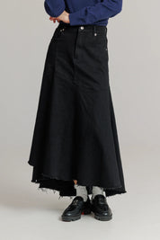 Everyday stretch denim skirt black