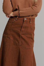 Everyday Stretch Denim Skirt  brown