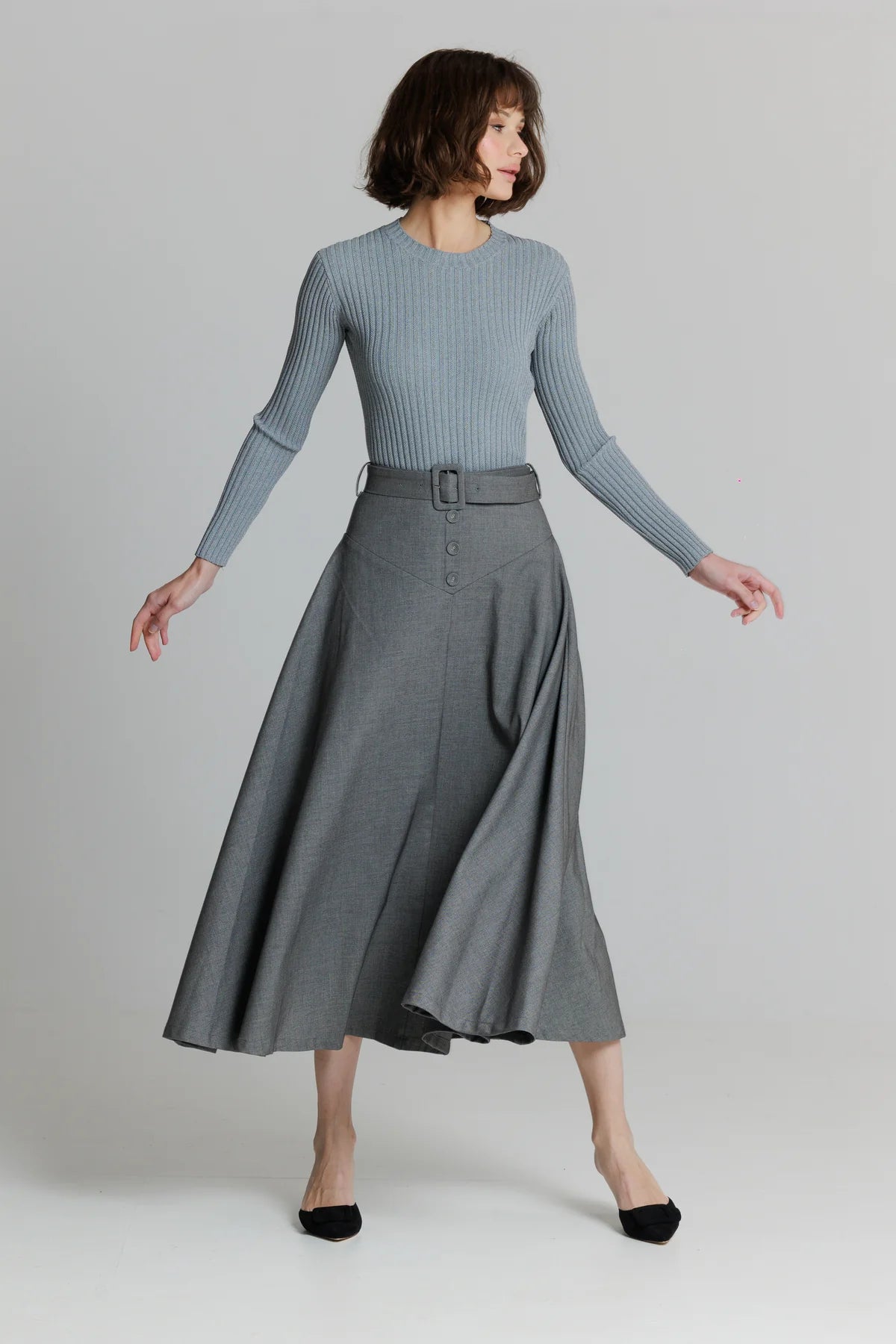 Fit and flare skirts gray