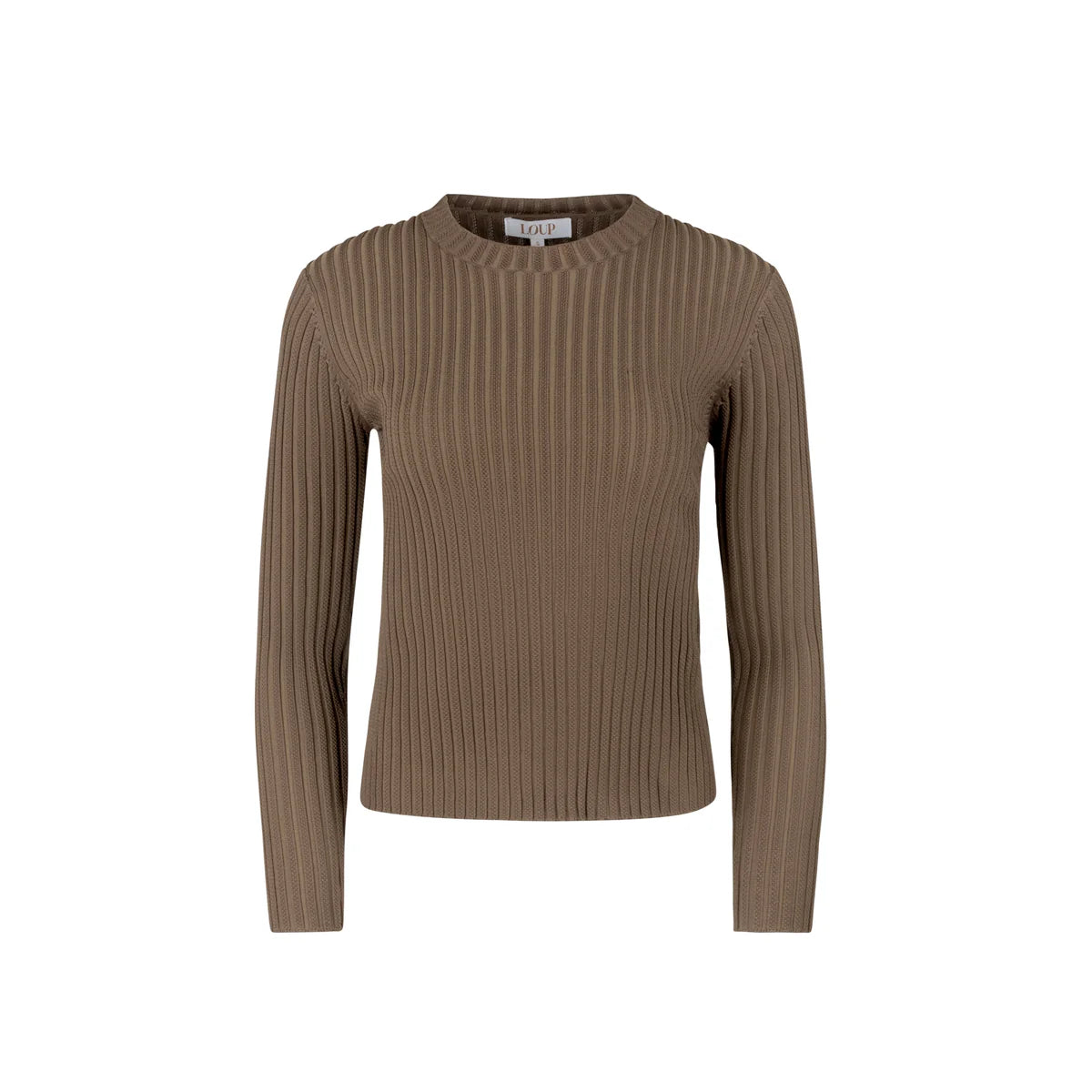 wide ribbed knit top brown
