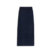 Cable Knit Midi Skirt Navy
