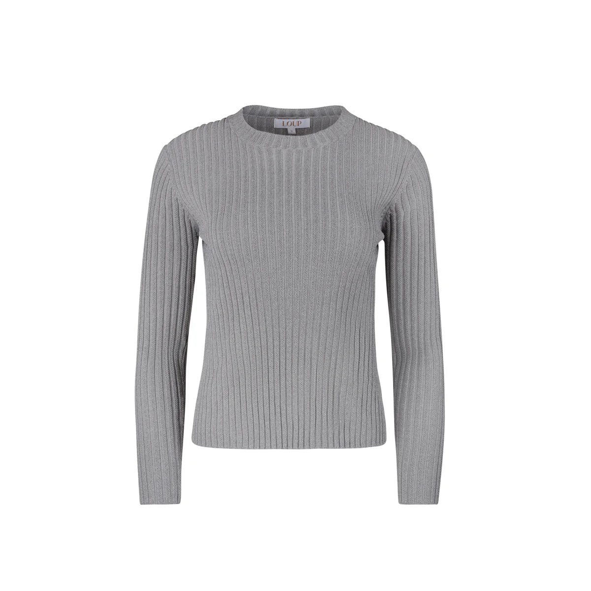 wide ribbed knit top gray