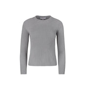 wide ribbed knit top gray