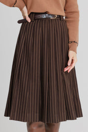 Pinstripe skirt brown