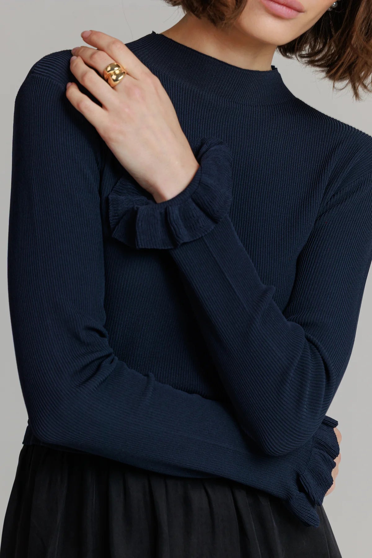 Two tone pointelle maxi Black