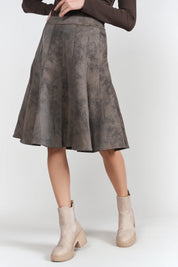 Paneled Flare Skirt- Chocolate