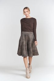 Paneled Flare Skirt- Chocolate
