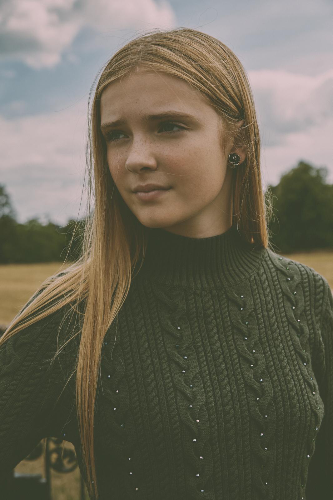 Cable Knit Top with Tonal Beaded Embellishment