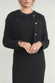 Shimmer Knit Dress & Cardigan - Gold Hue