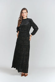 Burnout Velvet Top- Black with Sapphire