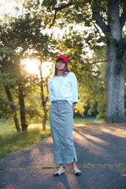 Black Panel Denim Skirt