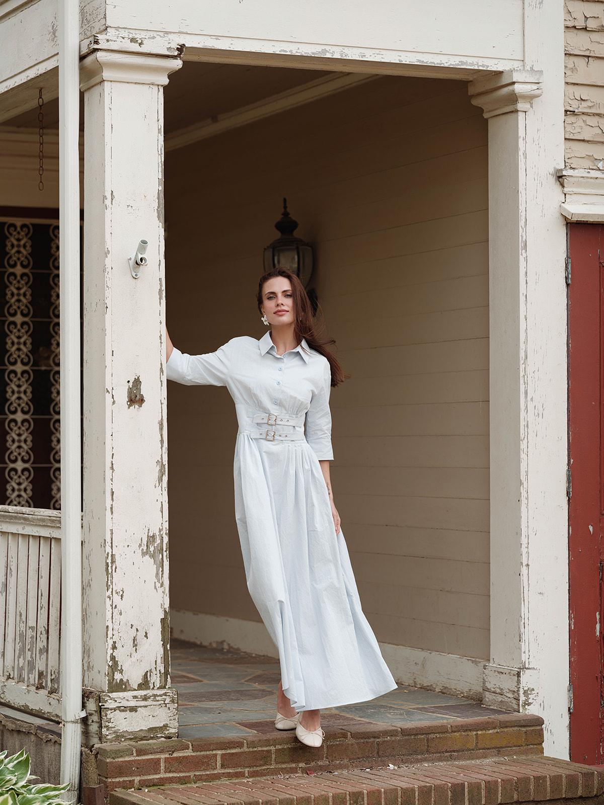 Double Buckle Dress Blue